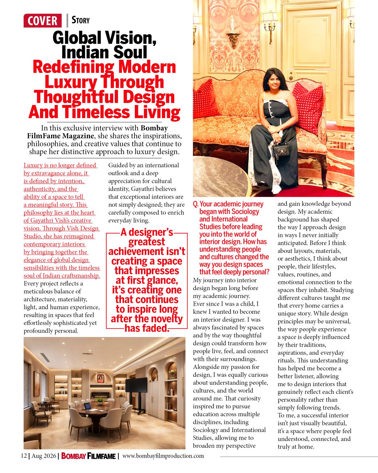 Bombay FilmFame cover story feature on Vish Design Studio